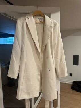 H&M Cream Double-Breasted Blazer Jacket